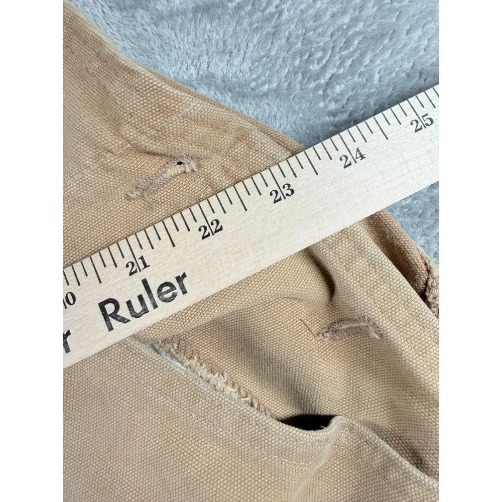 Carhartt Bib Overalls‎ Mens 42x31 Tan Duck Double Knee Distressed_7